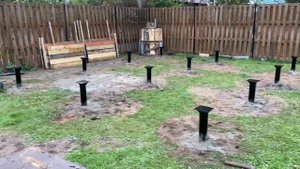 Установка 12 винтовых свай 108мм*2500мм в суглинок под дом 6на6