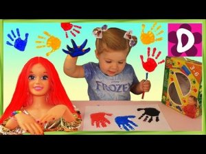 ✿ КРАСИМ Кукле ВОЛОСЫ Пальчиковые Краски Ладошки Дианы в Краске Doll Hair Paint Color Changing CES