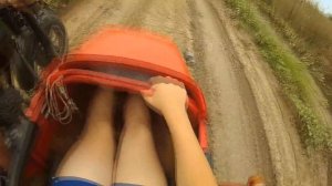 Покатушка на мотоцикле ИЖ Юпитер 5 от лица сидящего в люльке человека.Мотоцикл ИЖ Юпитер 5