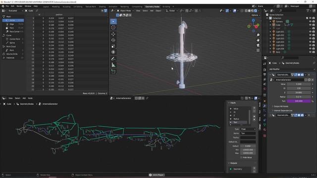 Blender Procedural Antenna Generator Geometry Nodes