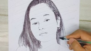 DRAWING AND SHADING: MONA ALAWI PORTRAIT || BALLPOINT PEN DRAWING