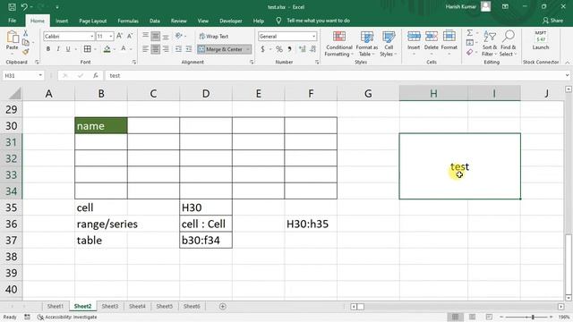 Excel home tab Merge Cells, Cell , Range, Wrap Text and many more