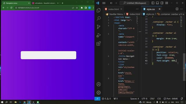How to Create Navbar in HTML and CSS || Navigation menu with hover effect CSS