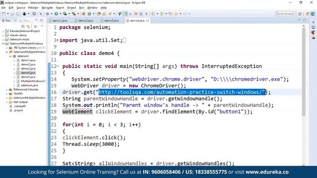 How to Handle Multiple Windows in Selenium Webdriver | Selenium Certification | Edureka Rewind - 5