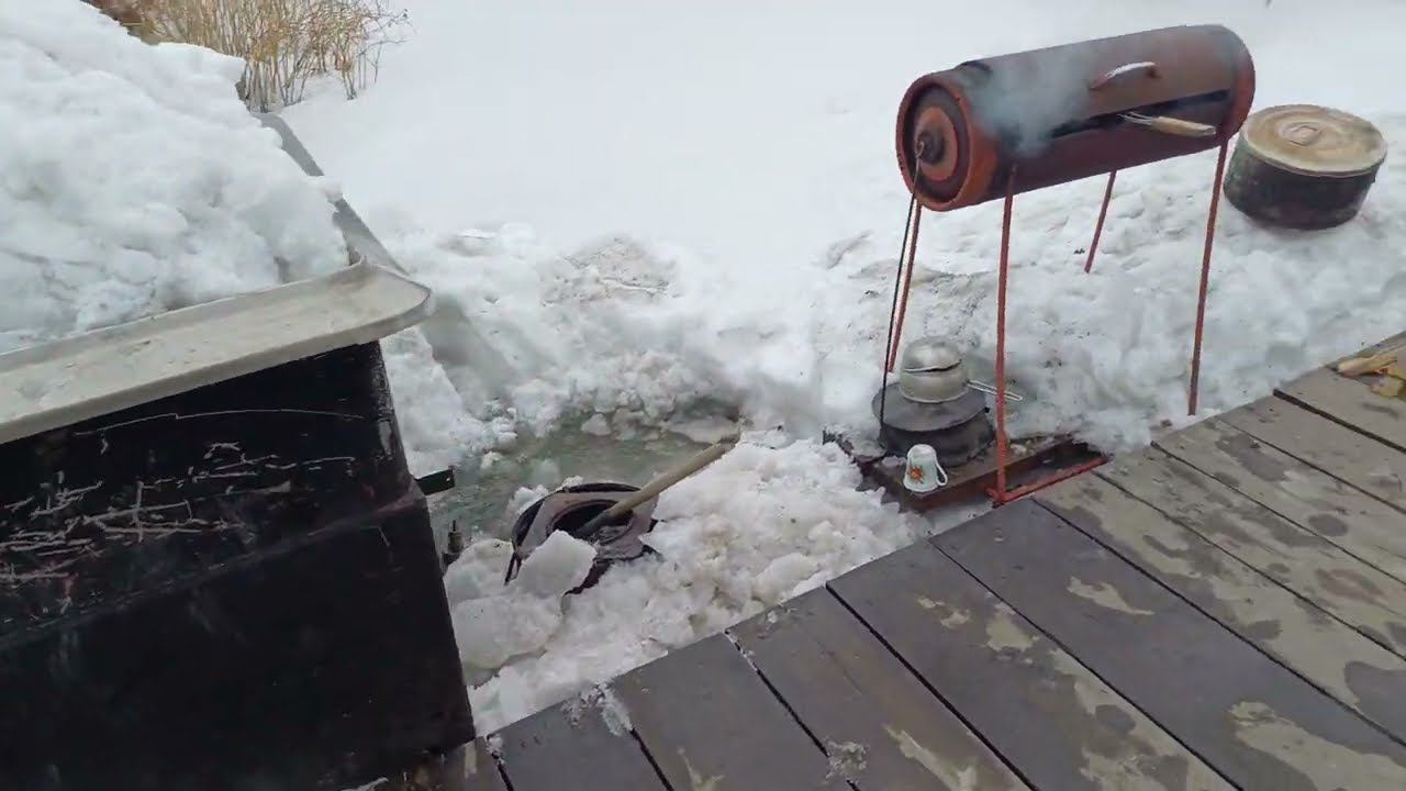 Сибирь. 1 Апреля. Жарим шашлык и овощи. смотреть онлайн