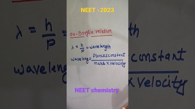 de-Broglie relation ||_#ytshortsvideo #mission #720 #neet2023 #subscribe