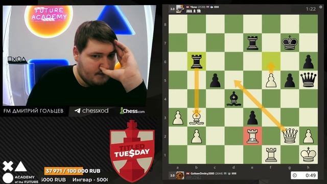 Титульный вторник на Chess.com | FM Дмитриий Гольцев смотреть онлайн