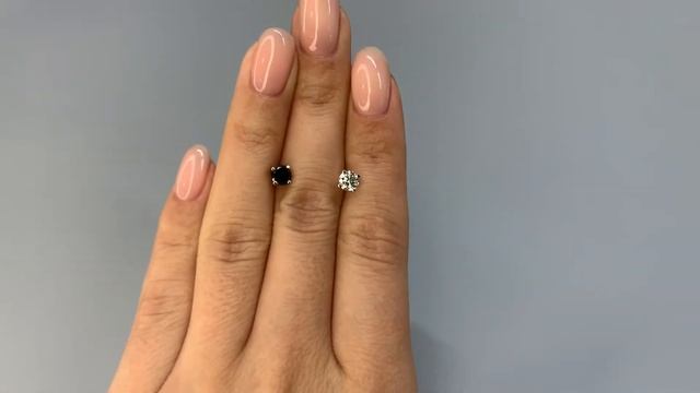 Пусеты с бриллиантами по 0.3ct чёрный 9/5 А и бесцветный K/Si2 GIA смотреть онлайн