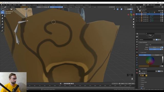 [3/3] Hand Paint Пень - Моделирование и текстурирование в Blender 2.93