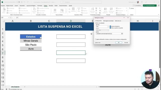 Como criar Lista Suspensa no EXCEL - Dica Rápida de Excel #7 смотреть онлайн