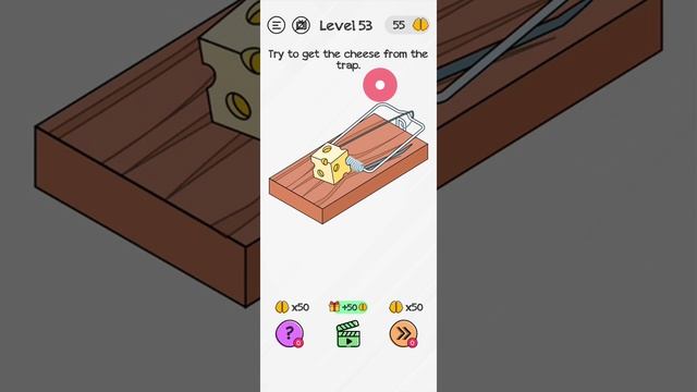 #Shorts Brain Dom Game Challenge 2022 | level 53 | Try to get the cheese from the trap.