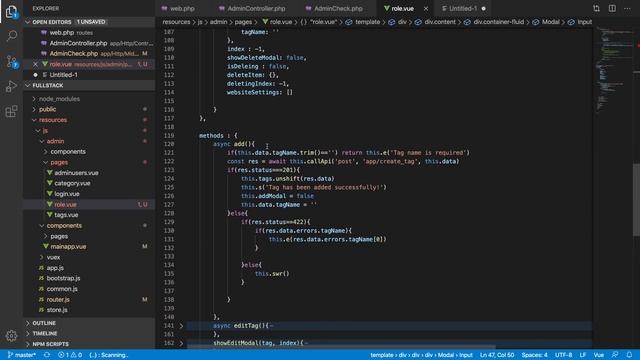 Create role in laravel | Laravel ACL | Full Stack Laravel Vue Development | Part 25