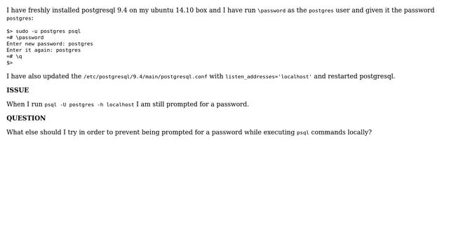 Ubuntu: PSQL - password authentication failed for user "postgres" смотреть онлайн