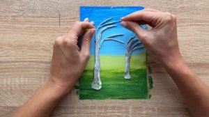 Осенний рисунок гуашь и воздушный пластилин. Осенняя поделка для детей.