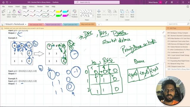 Shortest Path in Binary Matrix | Leetcode 1091 | BFS | Array | Matrix | Medium