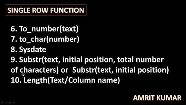 #36 CONCAT(TEXT1,TEXT2) FUNCTION USED IN ORACLE BY MR. AMRIT KUMAR