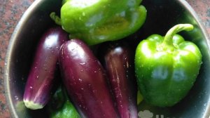 Печеные баклажаны и сладкий перец на мангале