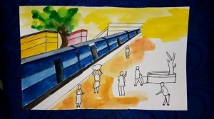 SWACHH BHARAT ABHIYAN Drawing/ Railway station drawing/ CLEAN INDIA MISSION drawing.