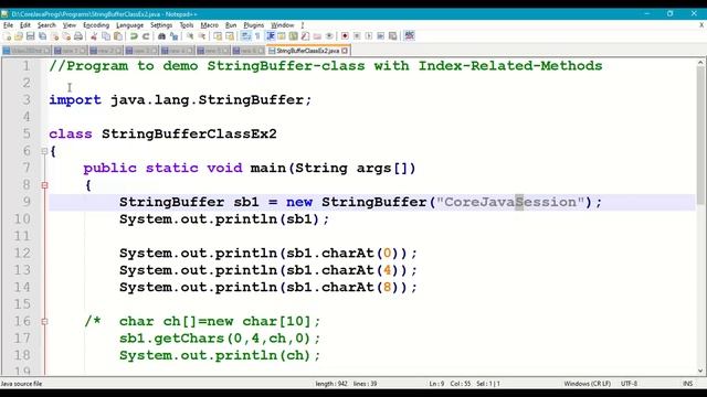 StringBuffer class with Index Related Methods #280 || Strings in Java || Mutable Strings|| java.lan