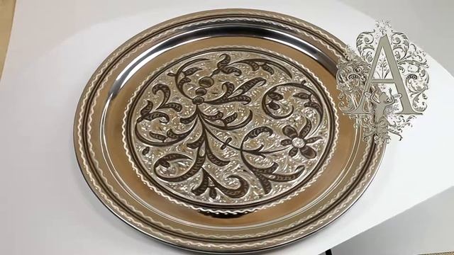 Поднос из серебра - ручная работа. Апанде. Кубачи. - www.apande.ru смотреть онлайн