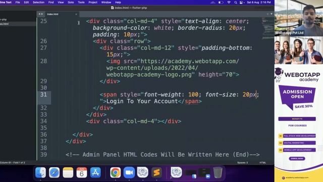 How To Design The Admin Login Form Using Bootstrap  (Part 2) | Flutter, PHP, Mysql Tutorial Series