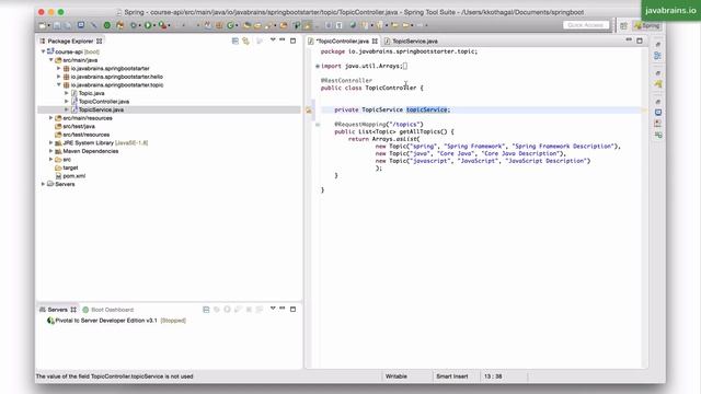 Spring Boot Quick Start 17 - Creating a business service смотреть онлайн