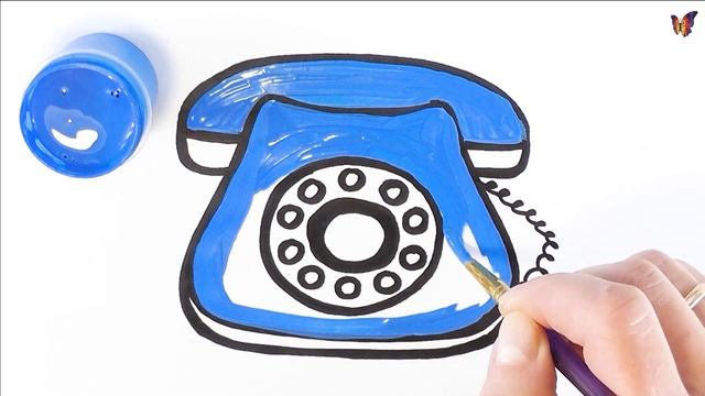 Как нарисовать ДОМАШНИЙ ТЕЛЕФОН / мультик раскраска ТЕЛЕФОН для детей / Раскраски малышам смотреть онлайн