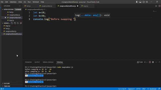 HOW TO SWAP TWO NUMBER WITHOUT USING THIRD VARIABLE | Javascript Example | Tamil Software