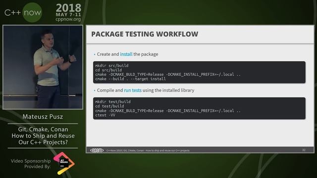 C++Now 2018: Mateusz Pusz “Git, CMake, Conan: How to Ship and Reuse our C++ Projects”