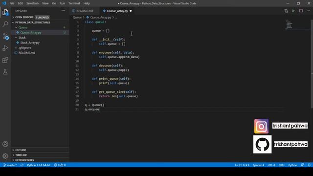 Data Structures in Python - Queue using lists/array