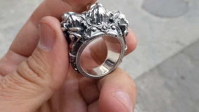 Кольцо-печатка "Три льва" 100гр Серебро 925 пробы смотреть онлайн