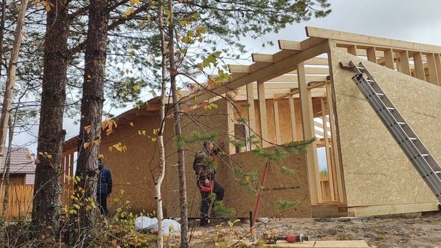 МегаПристройка. Обшивка каркаса плитами ОСП. смотреть онлайн