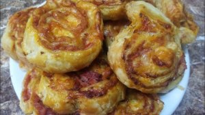 Мини-пиццы из слоёного теста! Экономный и быстрый рецепт. Выпечка из слоёного теста!