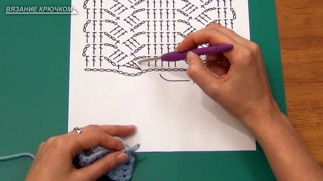 Вязание крючком. Урок 12. Узор "Дорожки". смотреть онлайн
