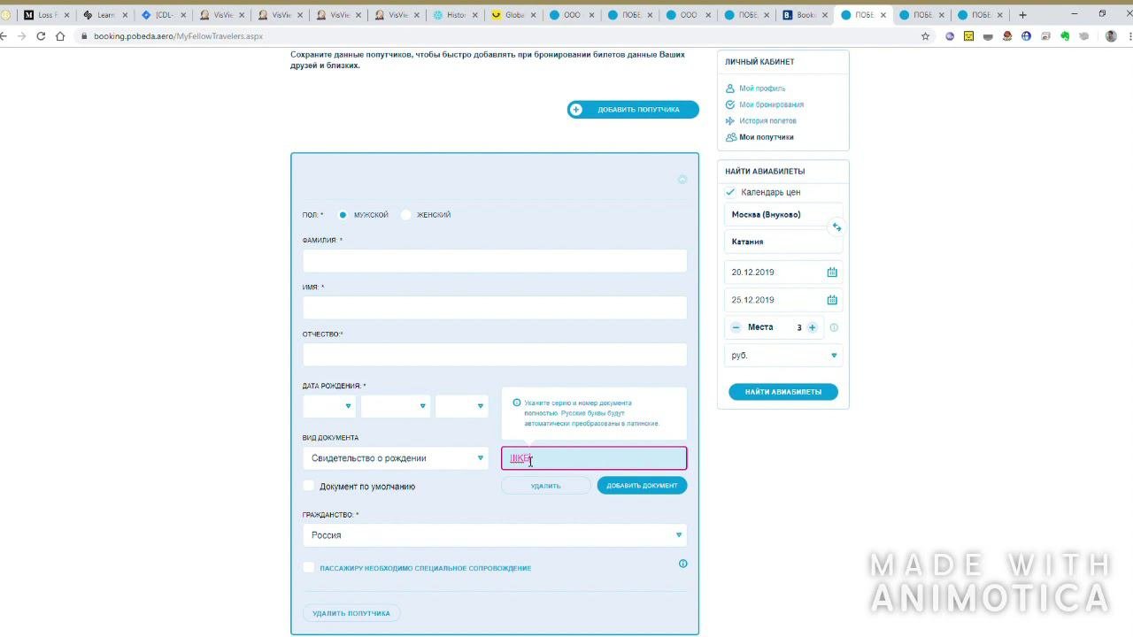 Pobeda.aero - неисправность при бронировании