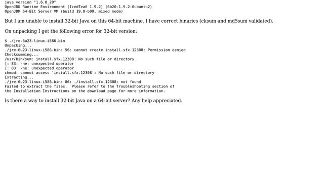 Ubuntu: 'Permission denied' while installing 32-bit Java (JDK/JRE) on 64-bit Ubuntu смотреть онлайн
