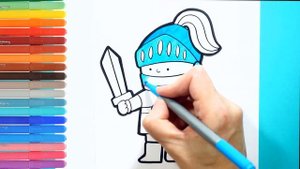 Рисуем рыцаря. Простой рисунок и раскраска рыцаря. Simple drawing and coloring of a knight.