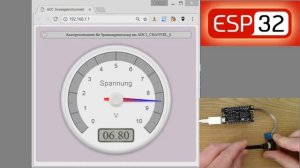 ESP32 ADC Visualization mit HTML Canvas Gauge, Arduino, Deutsch