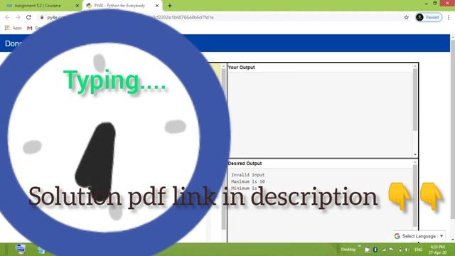 Coursera: Programming For Everybody Assignment 5.2 program solution Answer |Python for Everybody 5.