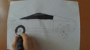 Как нарисовать Теслу Кибертрак.