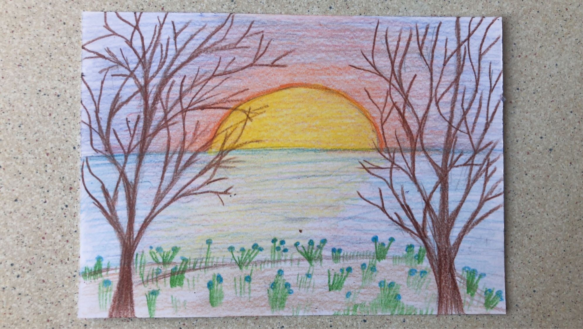 Весенний пейзаж рисунок для детей