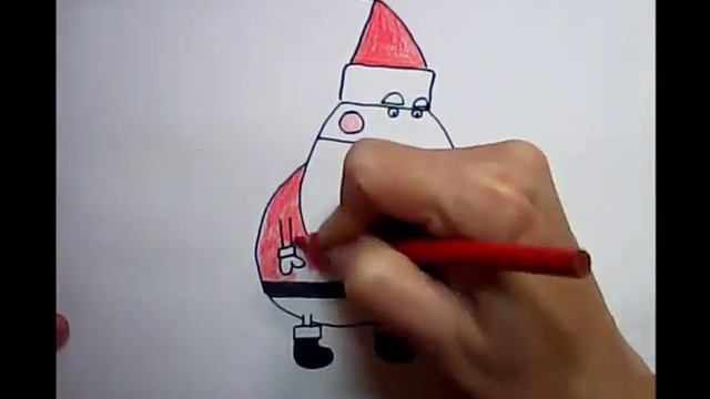 Как нарисовать папу Свина в костюме Санта-Клауса из мультика про свинку Пеппу смотреть онлайн