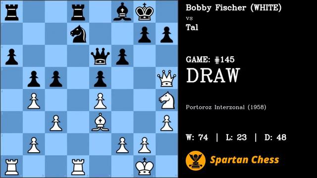 ALL BOBBY FISCHER GAMES | #145 | 1958 | Fischer - Tal смотреть онлайн