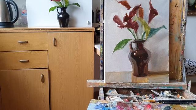 Значение силуэта в живописи. Каллы. Живопись маслом смотреть онлайн