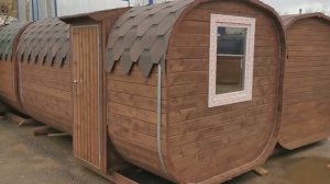 #ОБЗОР #Баня-квадро 4 метра с выносом топки печи и лавкой-рундук  #баня-бочка