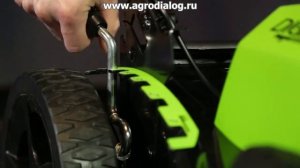 Аккумуляторная газонокосилка Greenworks GD40LM45 – регулировка высоты скашивания