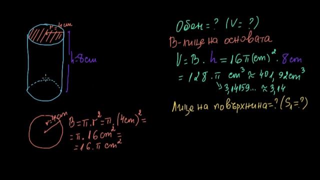 Обем и повърхнина на цилиндър