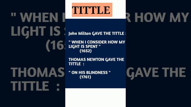SONNET : ON HIS BLINDNESS TGT /PGT EXAMS #short смотреть онлайн