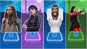 MEGAN DOLLS ✅️ WEDNESDAY BLOODY MARY ✅️ SKIBIDI TOILET ✅️ JISOO FLOWER - Tiles Hop EDM Rush.mp4