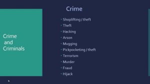 Vocab Lesson Criminals and Crime